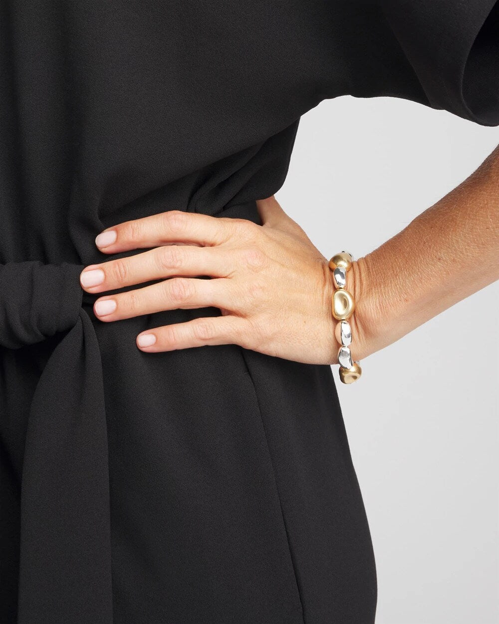 Chico's Gold & Silver Tone Beaded Stretch Bracelet
