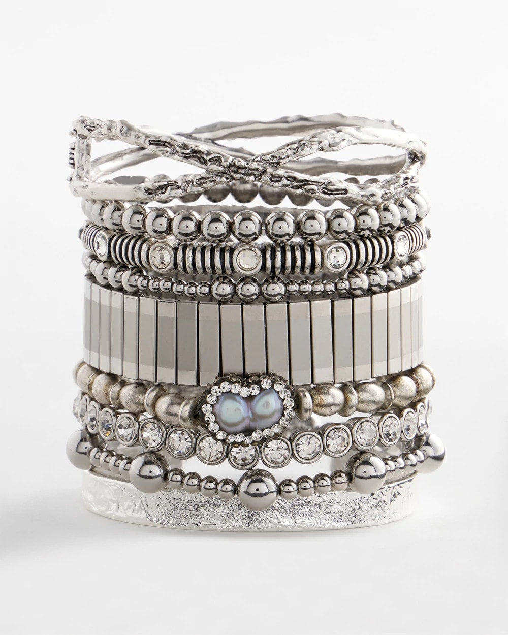 Chico's Silver Tone Stretch Watchband Bracelet