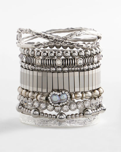 Chico's Silver Tone Stretch Watchband Bracelet