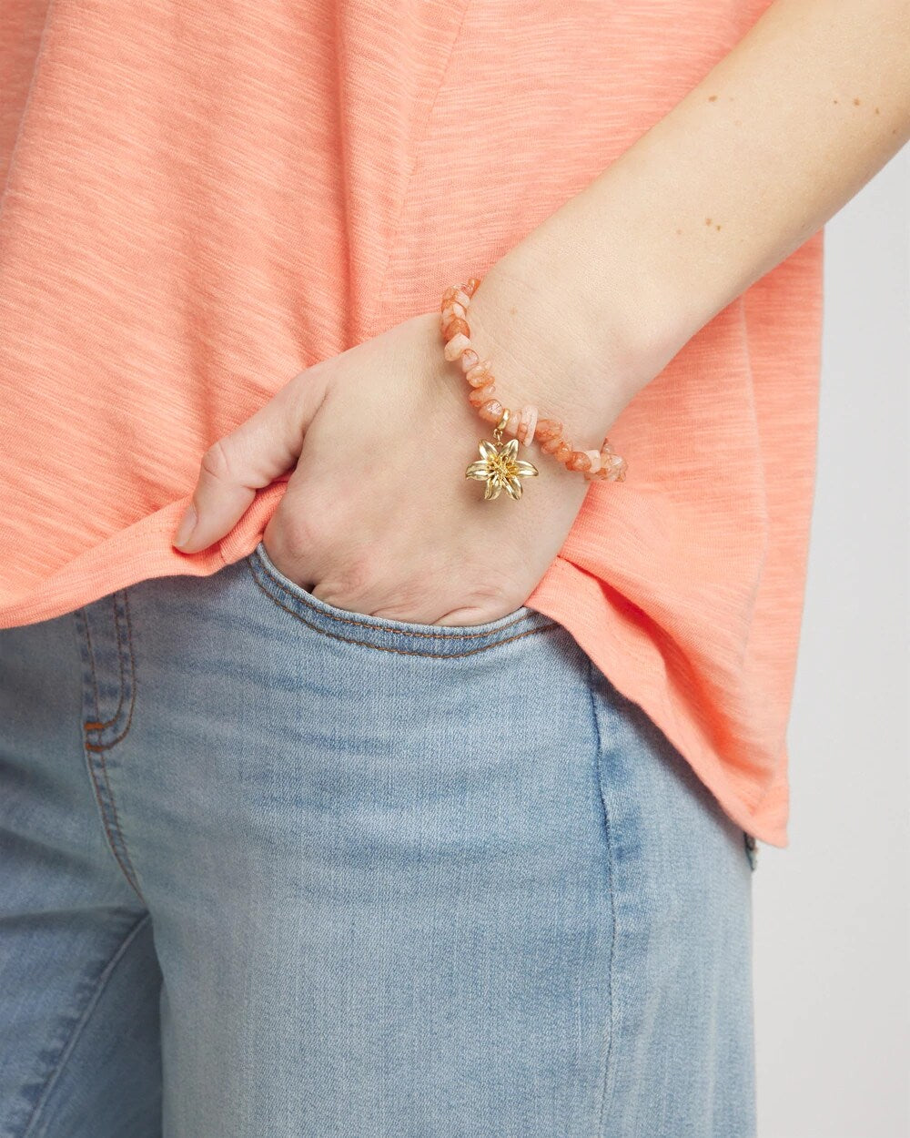 Chico's Aventurine Stone Chips Charm Bracelet