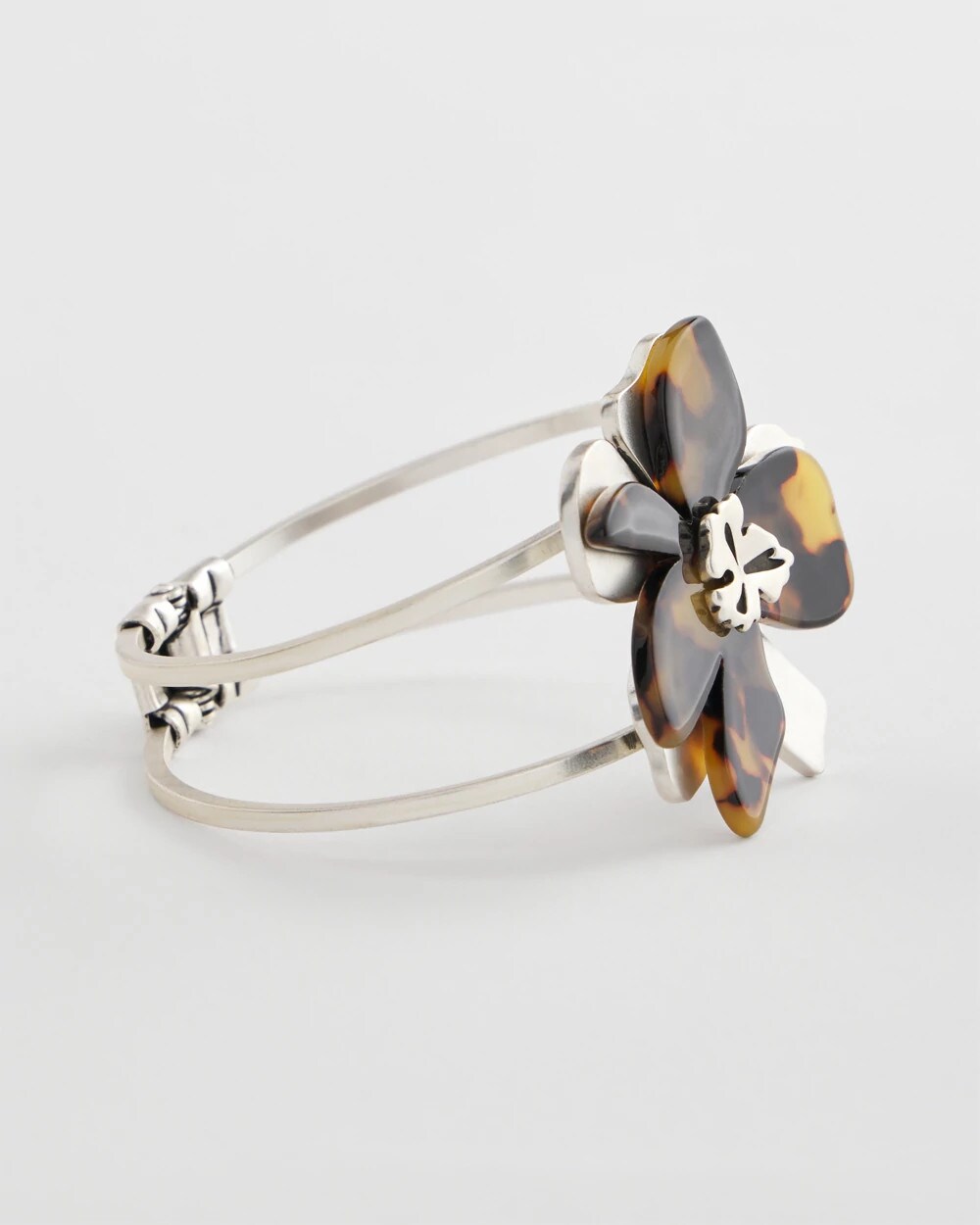 Chico's Tortoise Floral Hinge Bracelet
