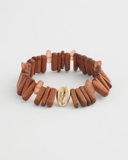 Chico's Walnut-Wood-Motif Stretch Bracelet