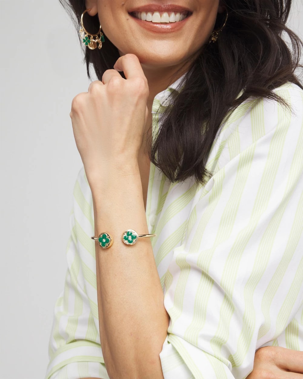 Chico's Four Leaf Clover Flex Cuff Bracelet