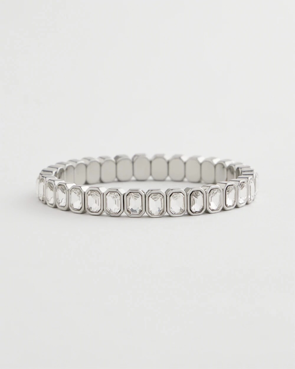 Chico's Silver Bezel Set Stretch Tennis Bracelet