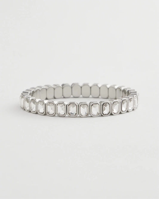 Chico's Silver Bezel Set Stretch Tennis Bracelet