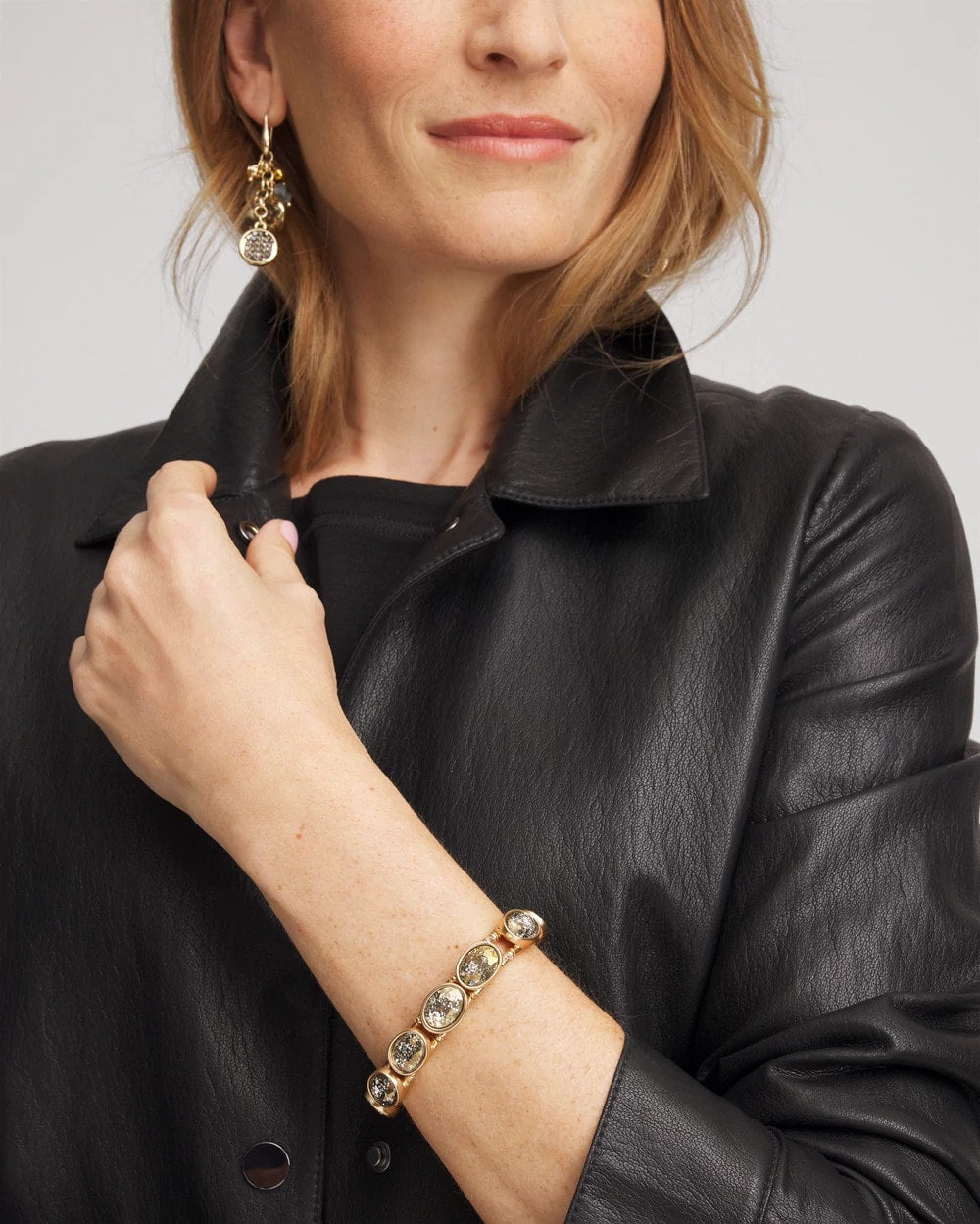 Chico's Large Faceted Gem Stretch Bracelet