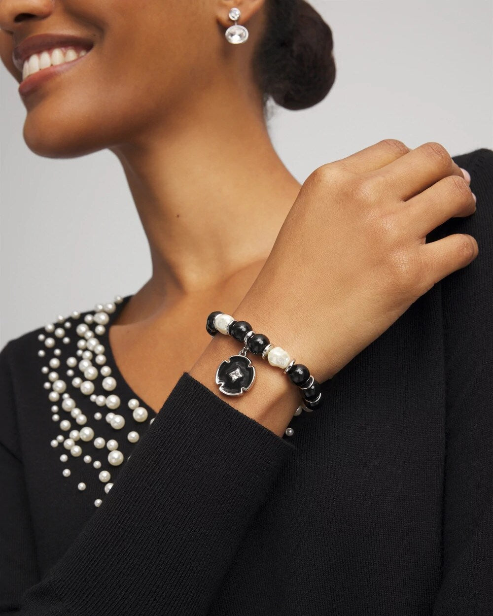 Chico's Beaded Stretch Charm Bracelet