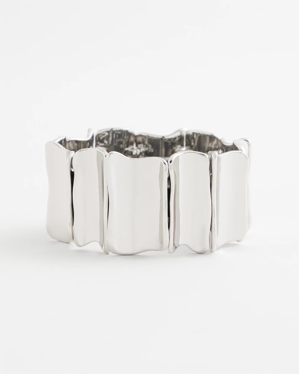 Chico's Silvertone Wave Stretch Cuff Bracelet
