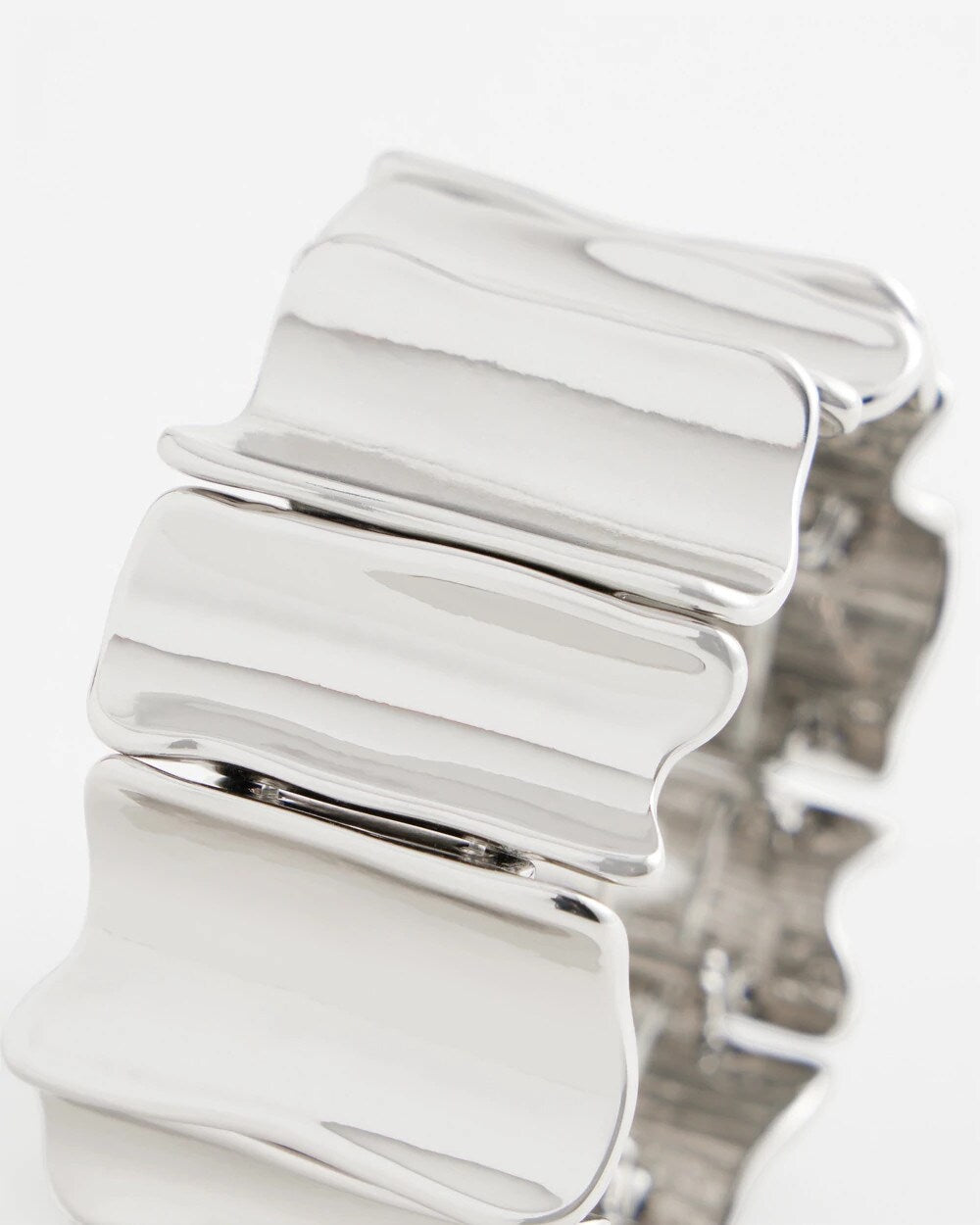 Chico's Silvertone Wave Stretch Cuff Bracelet