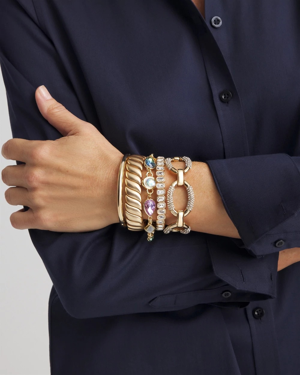 Chico's Large Pave Link Toggle Bracelet