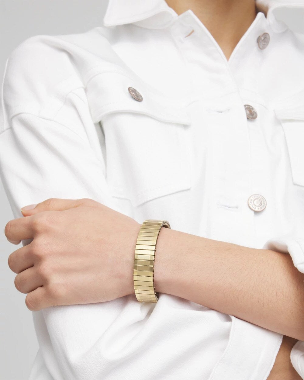 Chico's Goldtone Stretch Watchband Bracelet