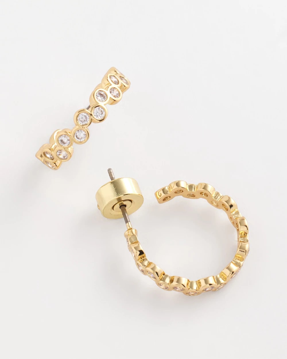 Chico's Goldtone Cubic Zirconia Hoop Earrings