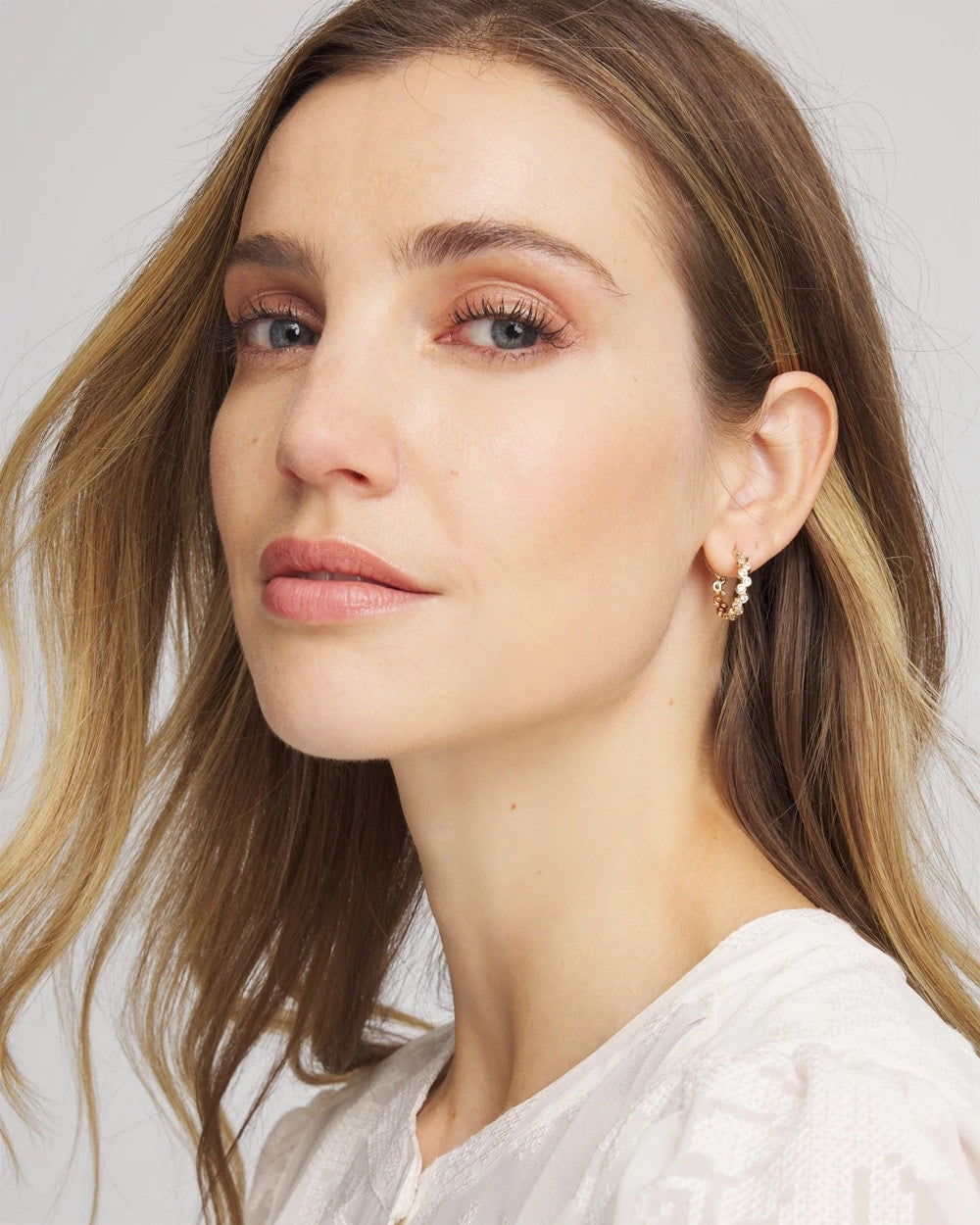 Chico's Goldtone Cubic Zirconia Hoop Earrings