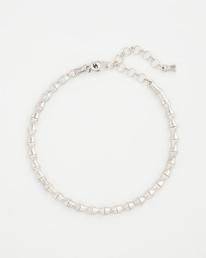 Chico's Silvertone Bamboo Collar Necklace