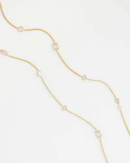 Chico's Fine Crystal Long Chain Necklace