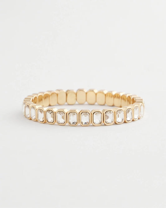 Chico's Gold Bezel Set Stretch Tennis Bracelet