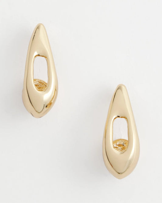 Chico's Gold Puff Hoop Earrings