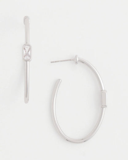 Chico's Silver Oval Hoop Earrings
