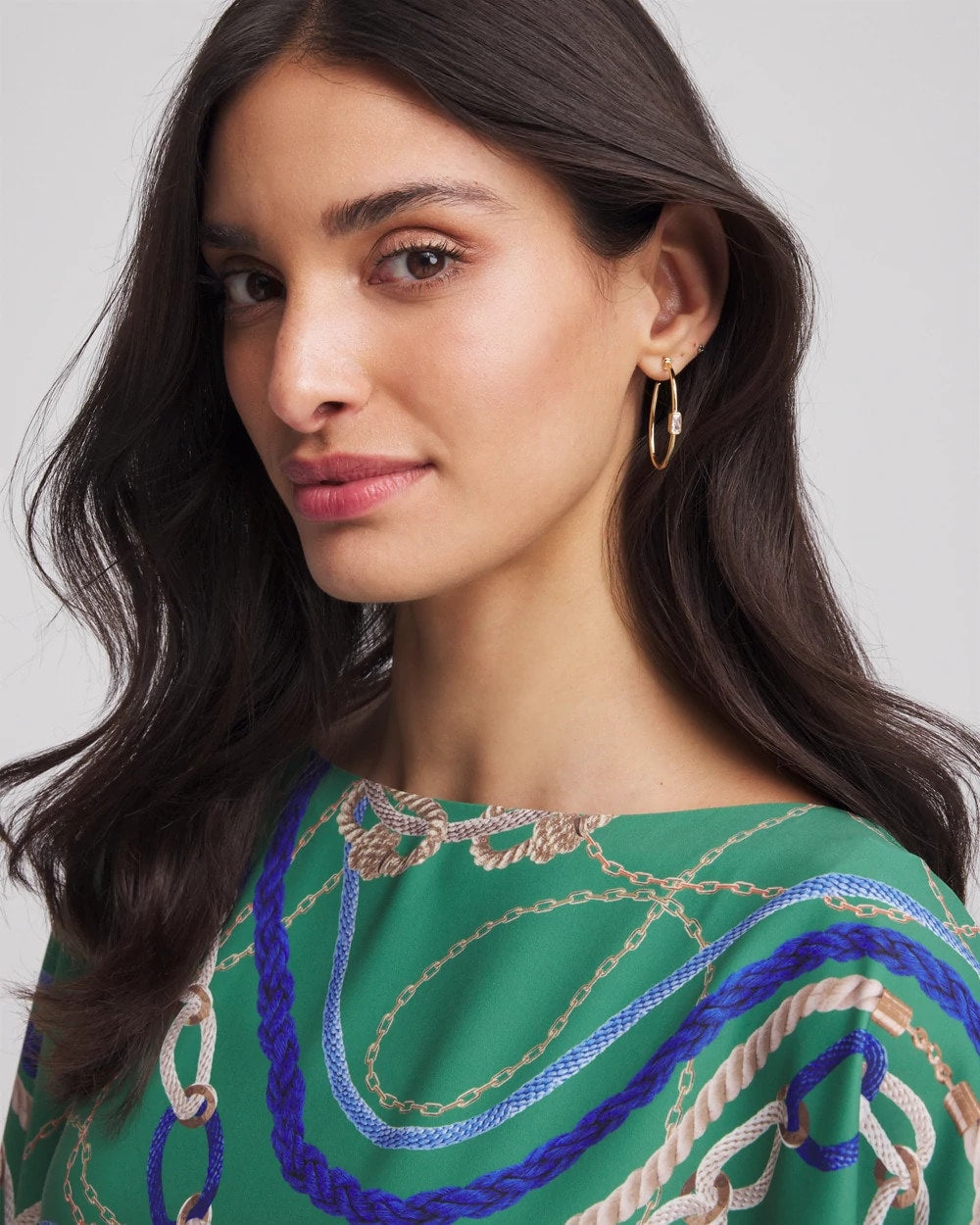 Chico's Gold Oval Hoop Earrings