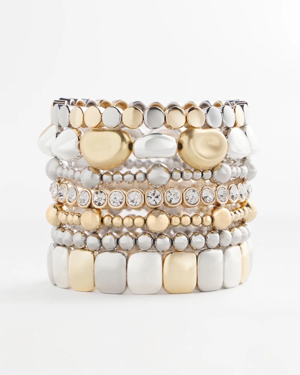 Chico's Mixed-Metal Matte Square Stretch Bracelet