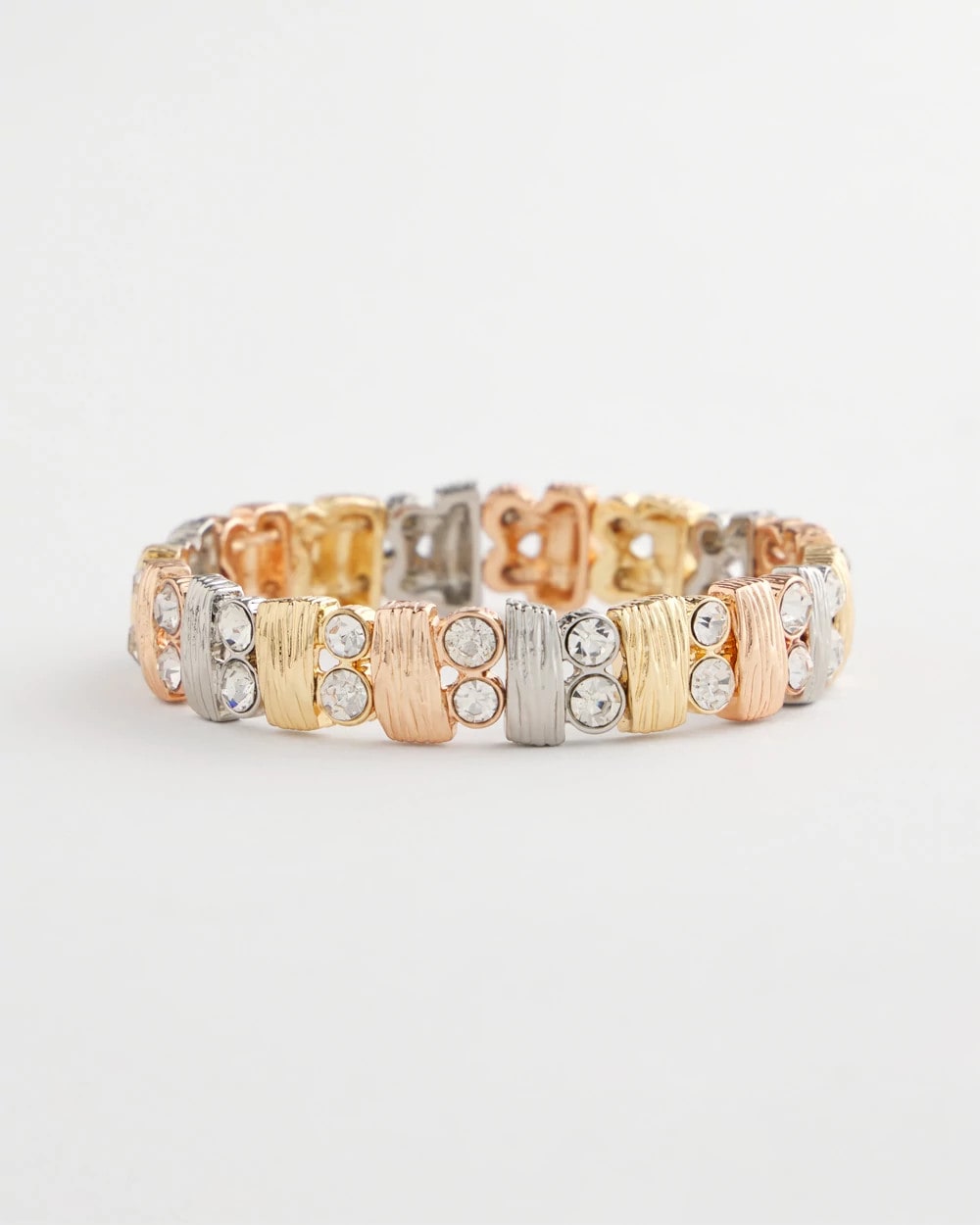 Chico's Tri-Tone Rectangle Stretch Bracelet