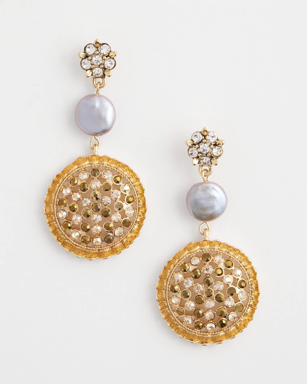 Chico's Gold Medallion Drop Earrings