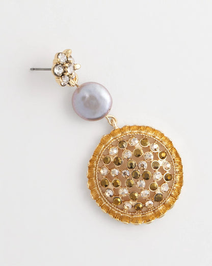 Chico's Gold Medallion Drop Earrings