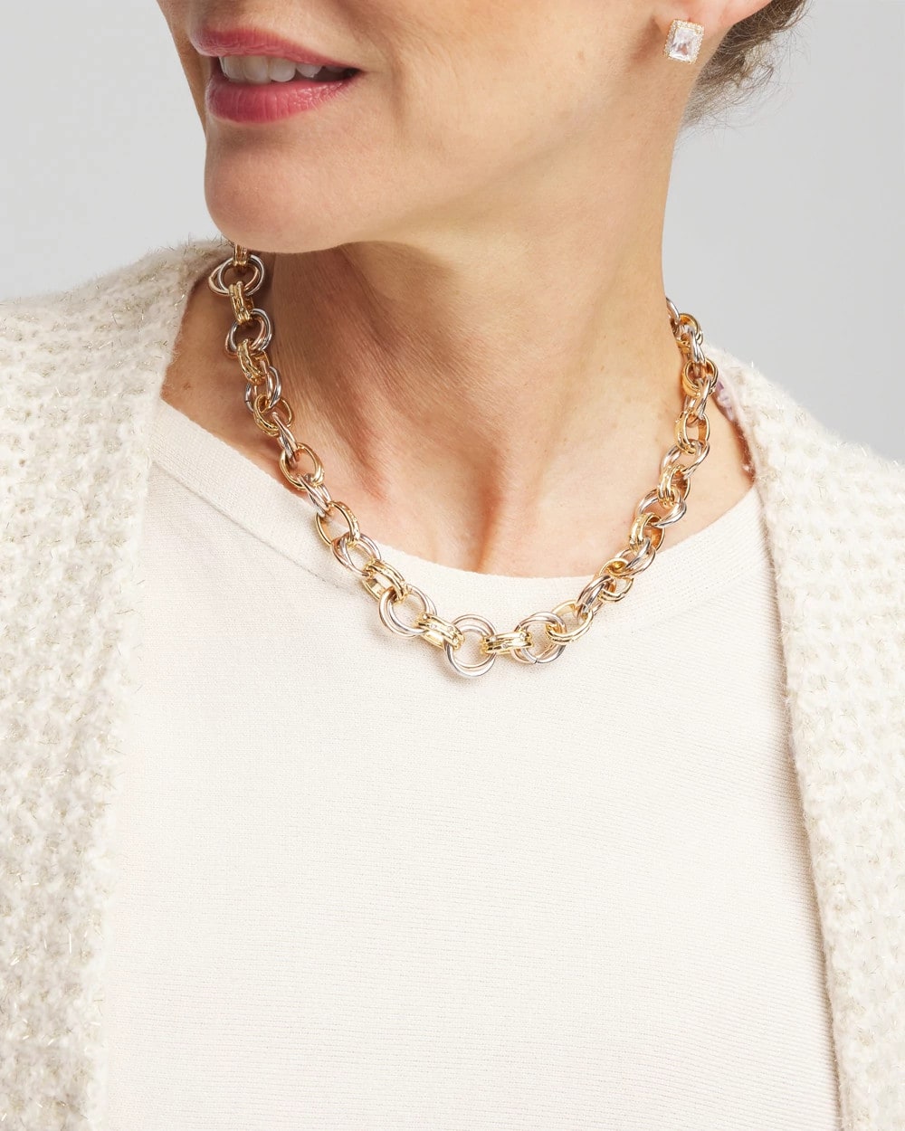 Chico's Convertible Tri-Tone Short Necklace