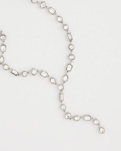 Chico's Bezel Set Silvertone Y-Necklace