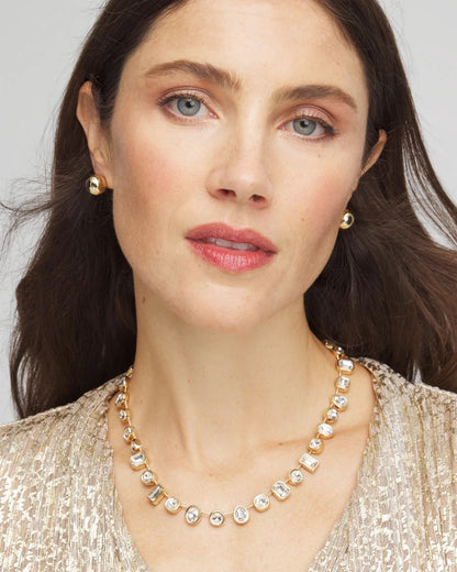 Chico's Bezel Set Short Goldtone Necklace