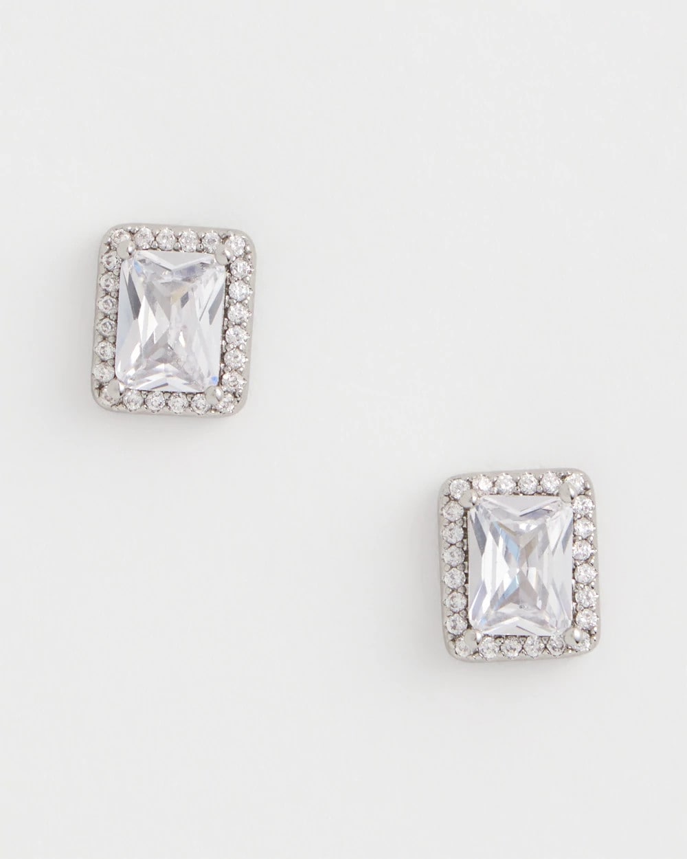 Chico's Silver Emerald Cut Stud Earrings