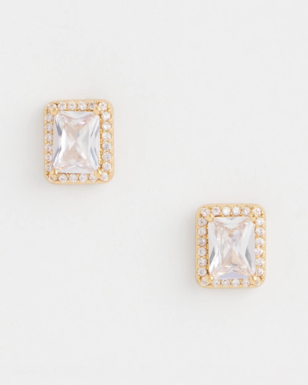 Chico's Gold Emerald Cut Stud Earrings