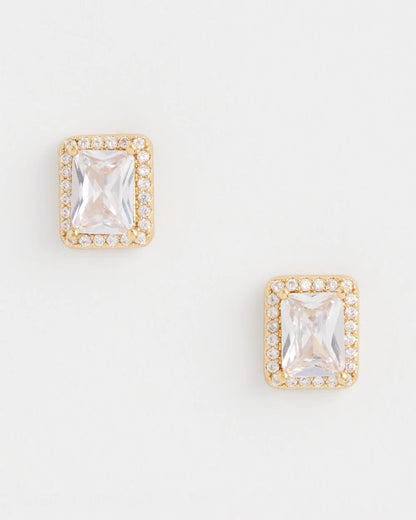 Chico's Gold Emerald Cut Stud Earrings