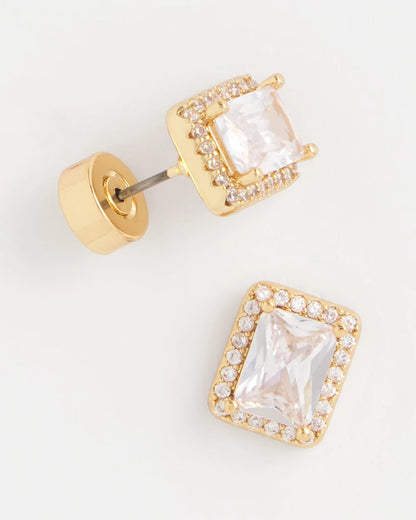 Chico's Gold Emerald Cut Stud Earrings