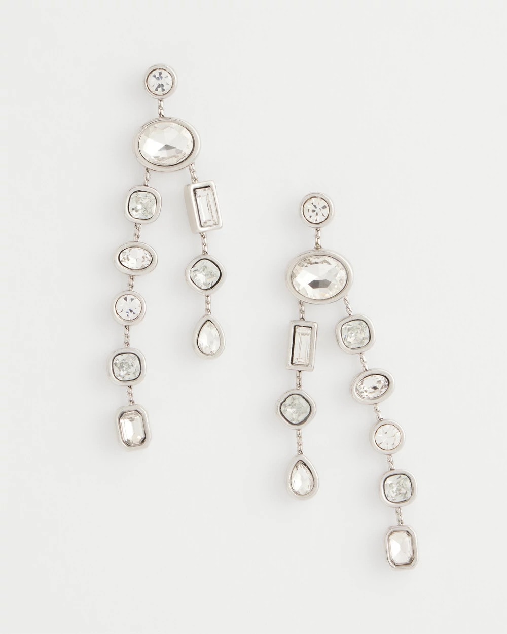 Chico's Bezel Set Linear Silvertone Earrings