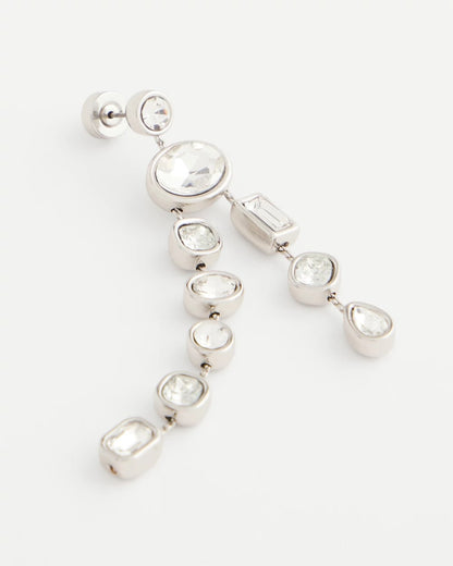 Chico's Bezel Set Linear Silvertone Earrings