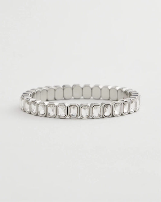 Chico's Silver Bezel Set Stretch Tennis Bracelet