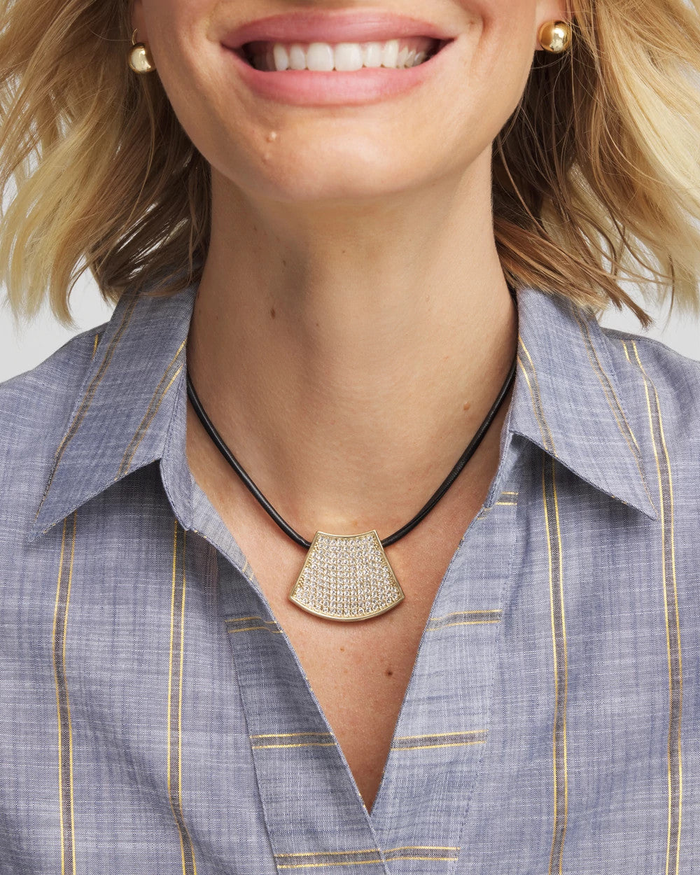 Chico's Gold Glitz Pendant Necklace