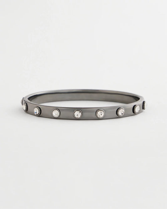 Chico's Hematite Rhinestone Tone Bangle