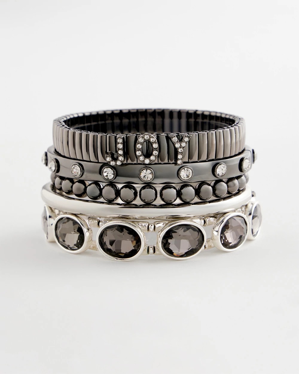 Chico's Hematite Rhinestone Tone Bangle