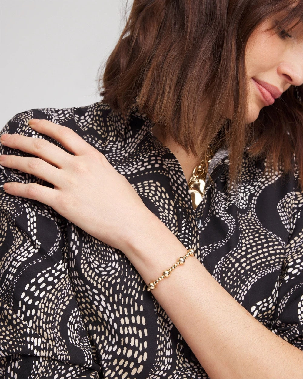 Chico's Gold-tone Medium Bead Stretch Bracelet