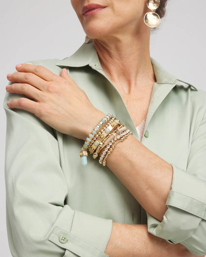 Chico's Gold-tone Small Bead Stretch Bracelet