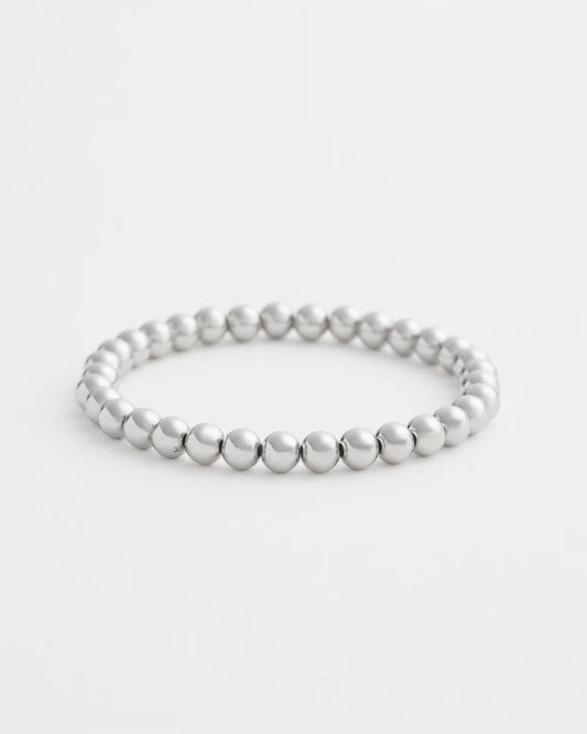 Chico's Small Beaded Silver Tone Stretch Bracelet