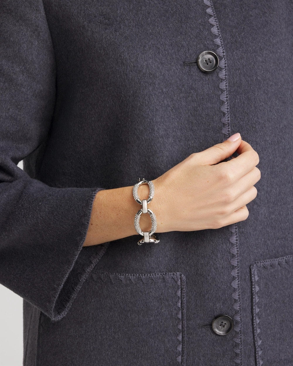 Chico's Large Pave Link Toggle Bracelet