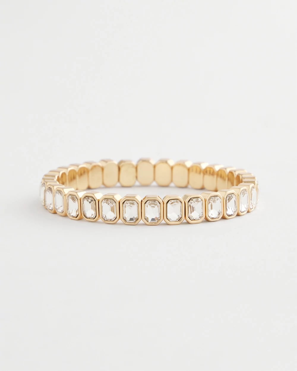 Chico's Gold Bezel Set Stretch Tennis Bracelet