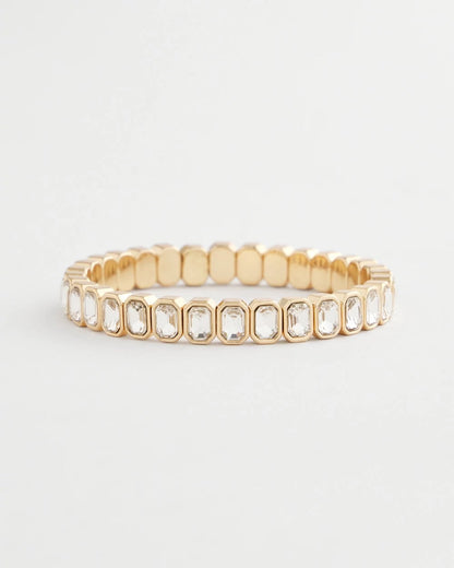 Chico's Gold Bezel Set Stretch Tennis Bracelet
