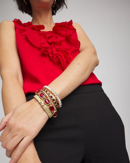 Chico's Gold Bezel Set Stretch Tennis Bracelet
