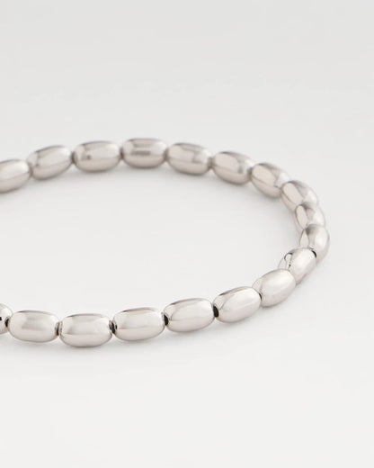 Chico's Silvertone Oval Beaded Stretch Bracelet
