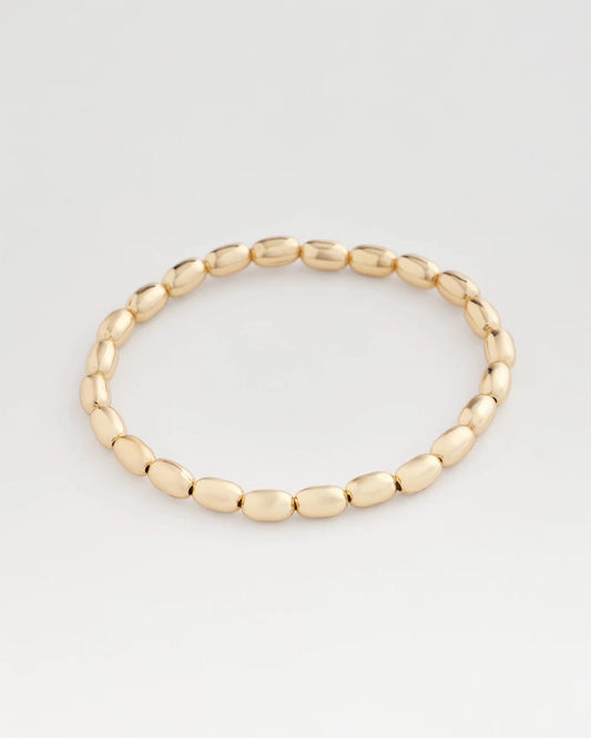 Chico's Goldtone Oval Beaded Stretch Bracelet