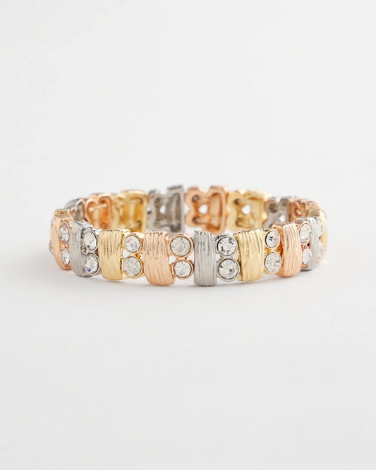 Chico's Tri-Tone Rectangle Stretch Bracelet